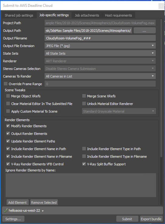 3ds Max job configuration