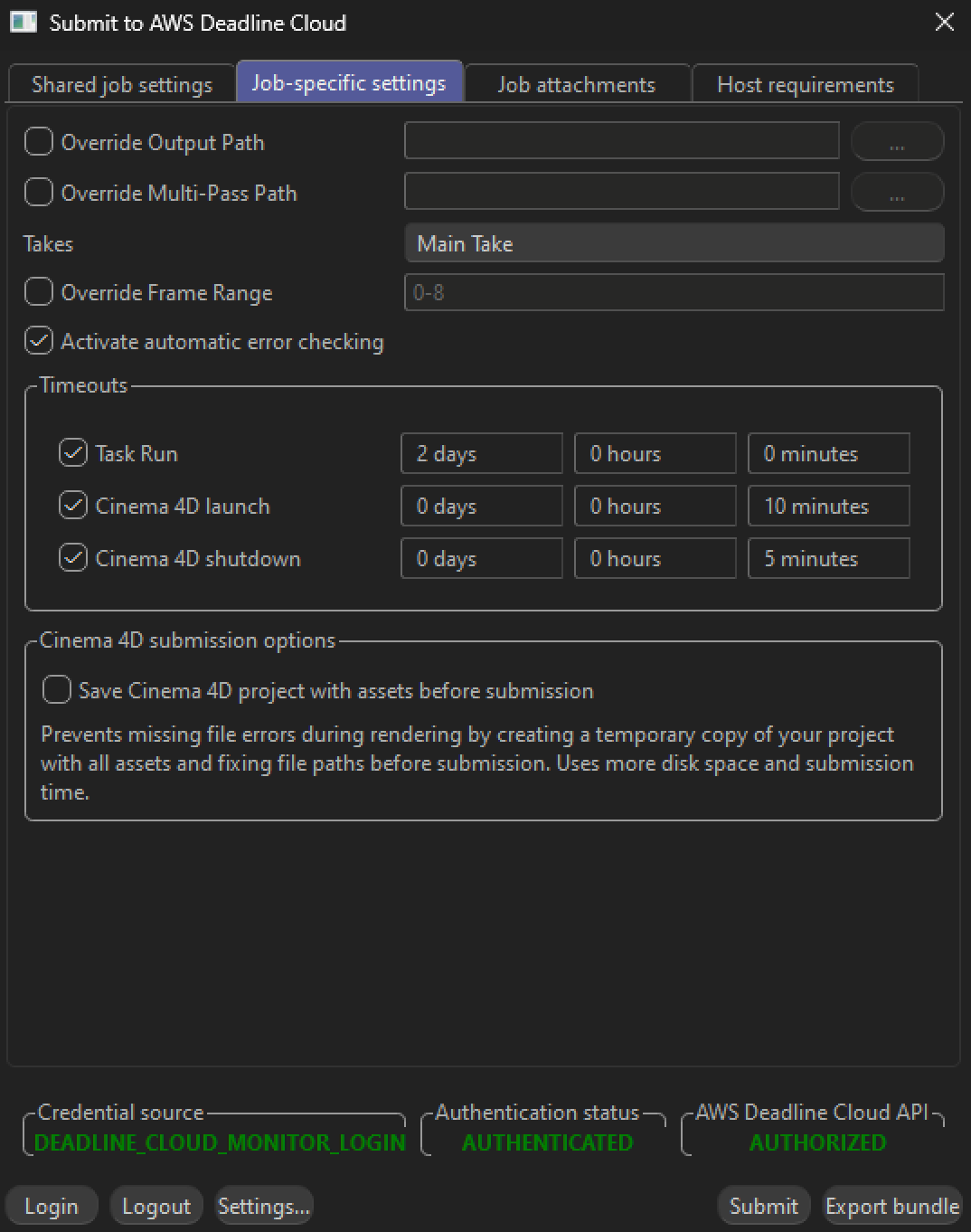 Job-Specific Settings
