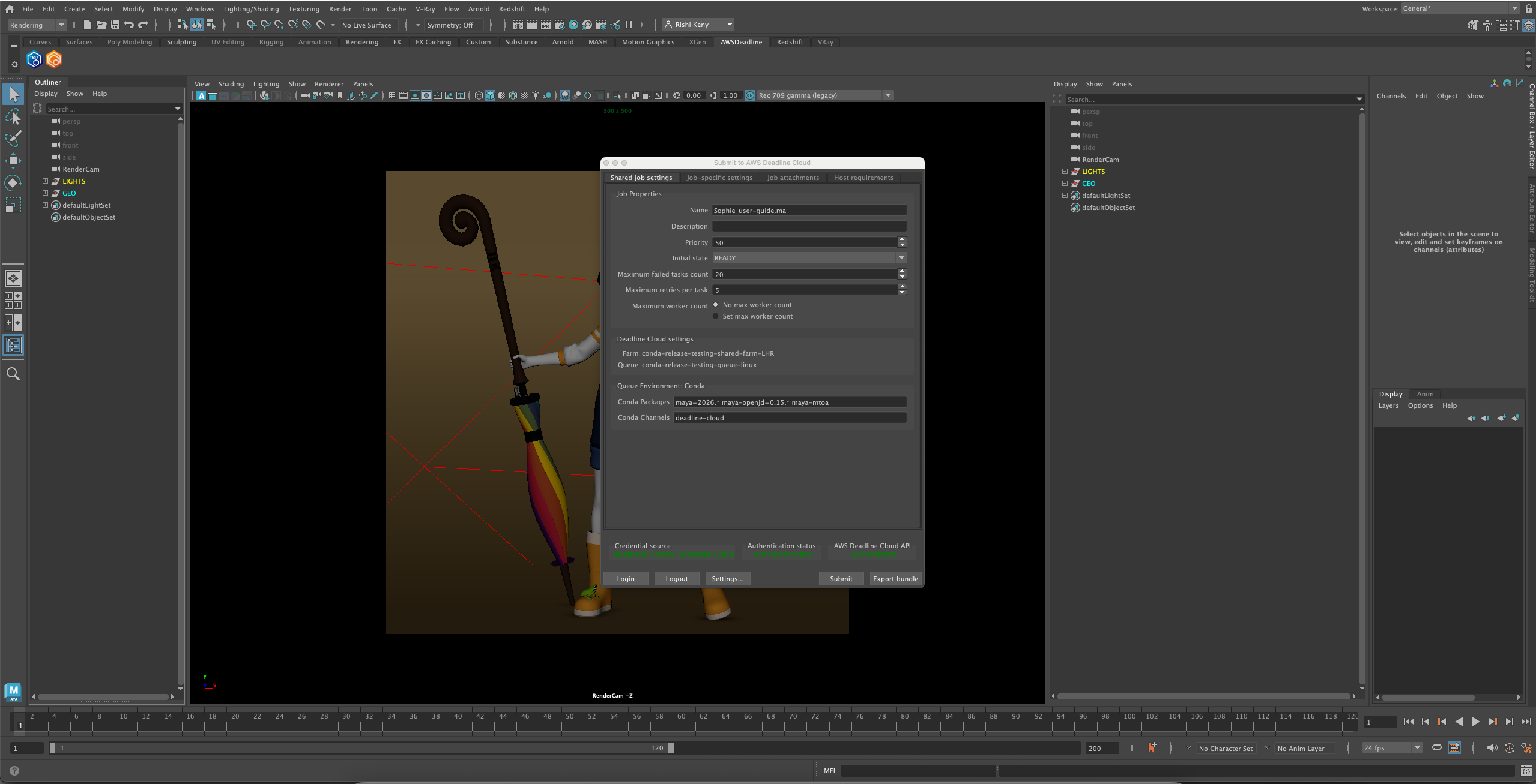 Submitter menu in Maya
