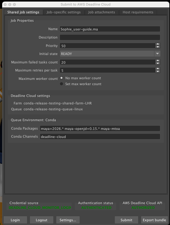 Deadline Cloud submitter main interface