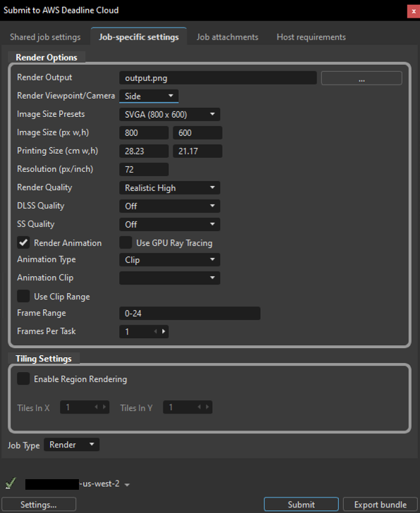 VRED job configuration
